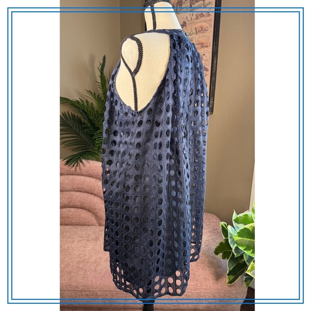 Romeo Juliet Couture Dress Women's M Navy Blue Halter Sleeveless‎ Eyelette - Picture 9 of 13